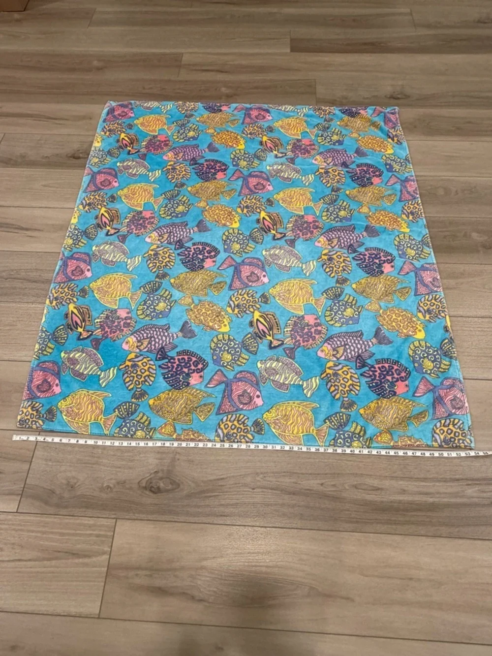 Vintage Terrisol Beach Towel Blanket LARGE 65”x54” Fish Pattern 100% Cotton
